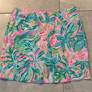 Lilly Pulitzer Vibrant Pink and Green Leaf Mini Skirt